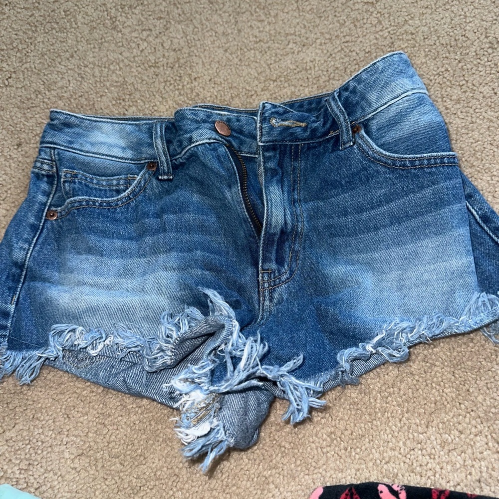 Denim Frayed Hem Women Shorts